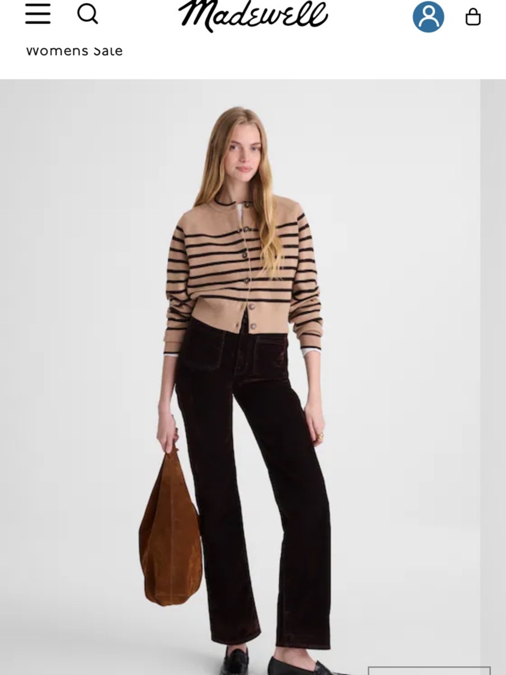NWT-Madewell Camel and Black Striped Button-Front Cardigan Size S - Picture 5 of 9